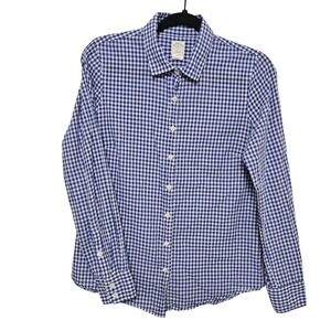 J.Crew Blue White Gingham Button Down Shirt Classic Preppy Coastal Cotton 6‎ Wms